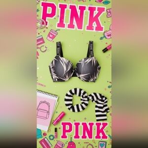 PINK Victoria’s Secret Push-Up Bra Green Floral 32DD NWT
